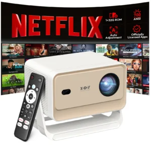 XGODY Projector Netflix Officially 700 ANSI 4K Voice Control Smart Android TV Whale OS 8/32GB ROM for Outdoor Movie Home Theater