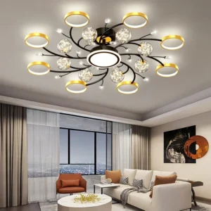 Nordic Living Room Modern Simple Atmospheric Luxury Ceiling Light Romantic Starry Sky Crystal Hall Chandelier Creative Black Art
