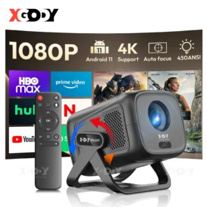 XGODY 4K Projector 450ANSI Android 11 Beamer Autofocus & Keystone 1080P 360° Rotation Wifi6 BT5.2 Portable Movie Outdoor Airmous