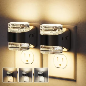 LED Bubble Night Light Plug-in Wall, 2 Pack with Dimmable Brightness & Dusk to Dawn Sensor for Bathroom Hallway Bedroom